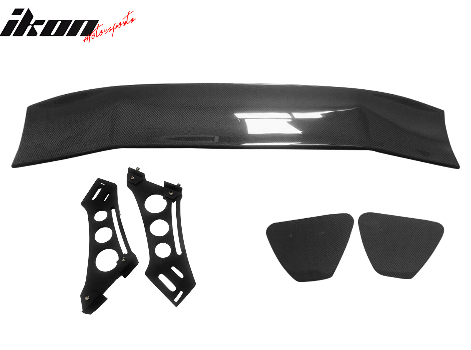 Universal 56" Inch GT Style 3D Carbon Fiber Trunk Spoiler V3 Side Plates V5 Legs