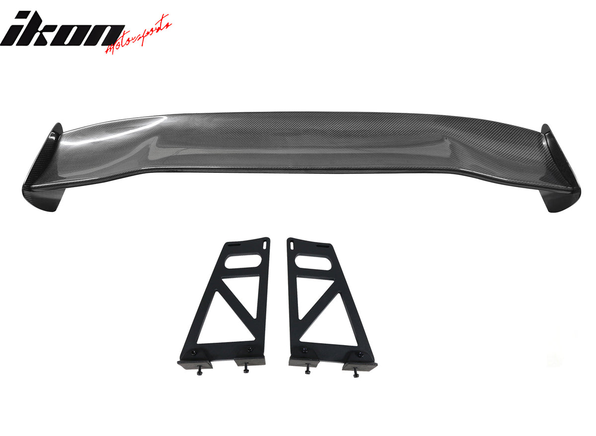 Universal 56" Inch GT Style 3D Carbon Fiber Trunk Spoiler V3 Side Plates V6 Legs