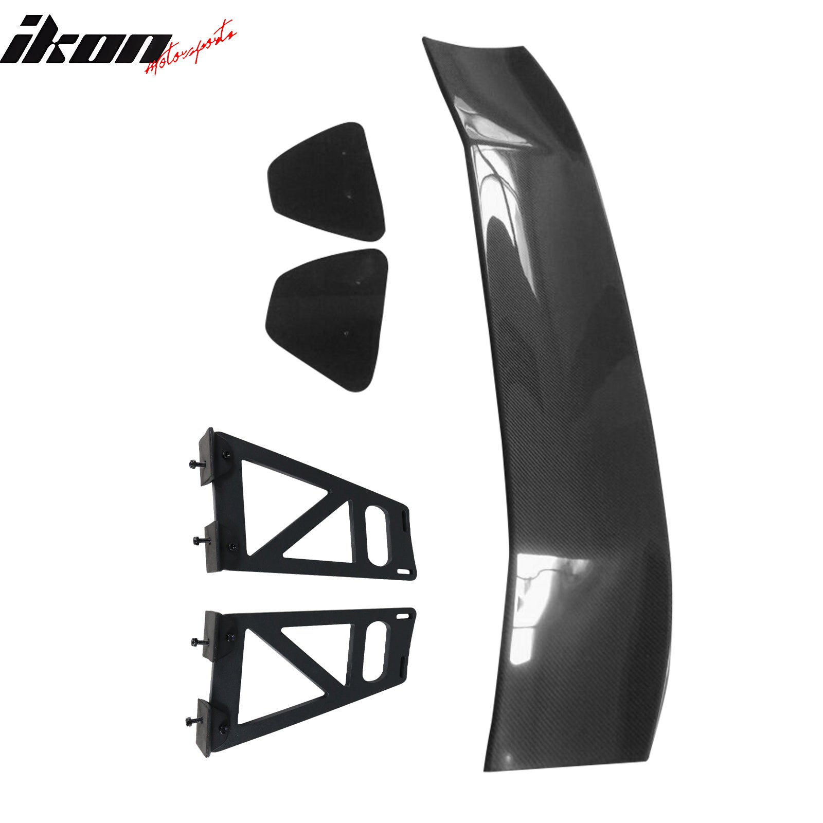 Universal 56" Inch GT Style 3D Carbon Fiber Trunk Spoiler V3 Side Plates V6 Legs