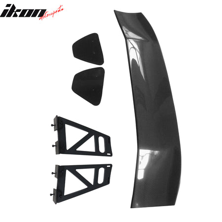 Universal 56" Inch GT Style 3D Carbon Fiber Trunk Spoiler V3 Side Plates V6 Legs