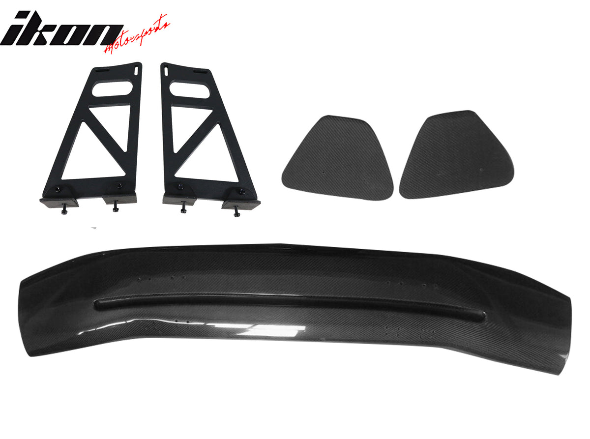 Universal 56" Inch GT Style 3D Carbon Fiber Trunk Spoiler V3 Side Plates V6 Legs