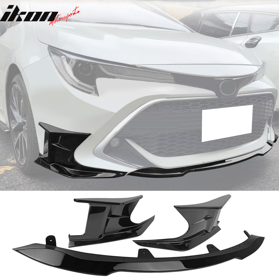 2019-2021 Toyota Corolla Gloss Black Front Bumper Lip + Side Canards