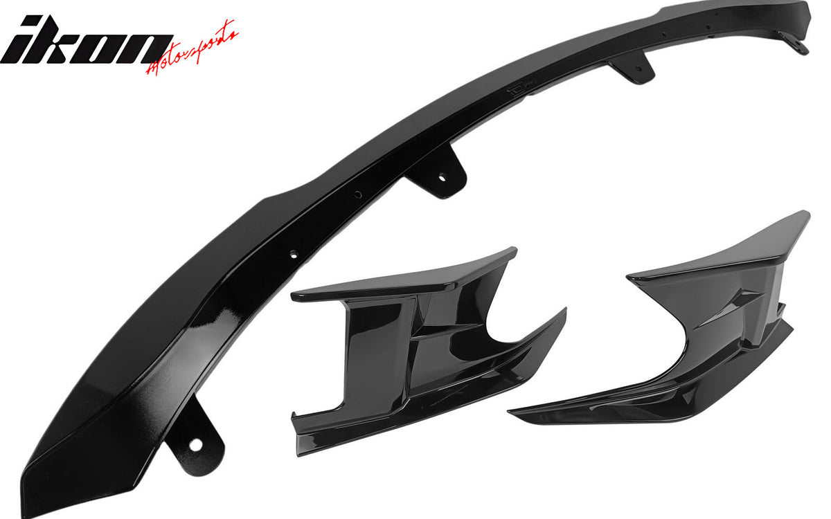 Fits 19-21 Toyota Corolla Front Bumper Lip Spoiler Gloss Black ABS Side Canards