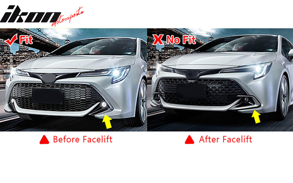 IKON MOTORSPORTS Front Bumper Lip + 2PCS Front Side Canards, Compatible with 2019-2021 Toyota Corolla Auris 3rd E210 5-Door Hatchback, Matte Black Air Dam Chin Spoiler Protector Splitter