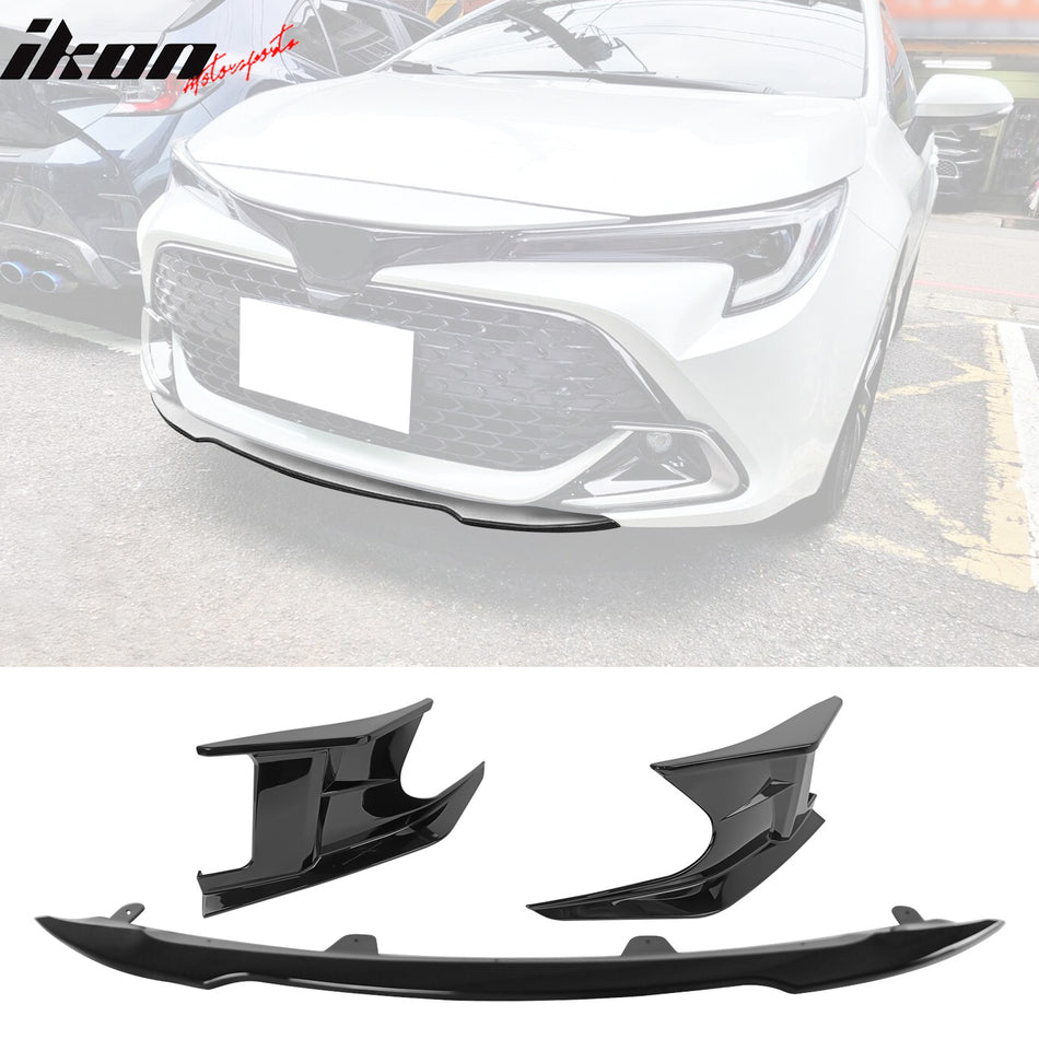 2022-2023 Toyota Corolla Gloss Black Front Bumper Lip + Side Canards