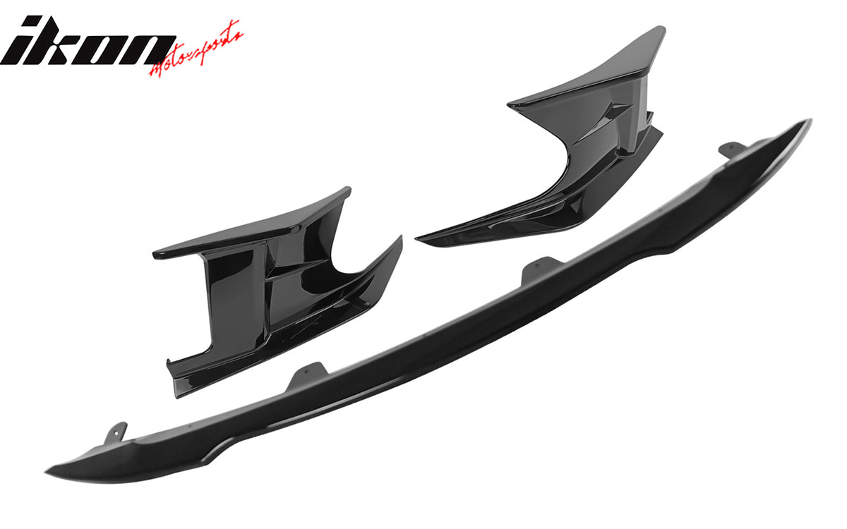 Fits 22-23 Toyota Corolla 5-Door 2PC Side Canards + Front Bumper Lip Gloss Black