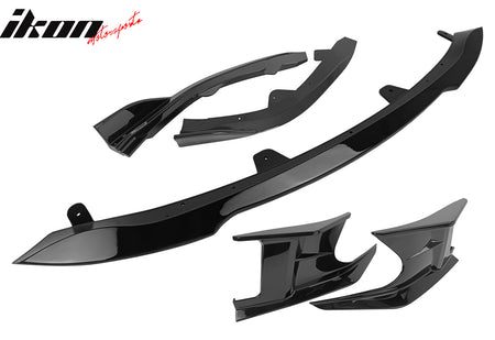 Fits 19-21 Toyota Corolla 3PCS Front Bumper Lip + 2PCS Side Canards Gloss Black