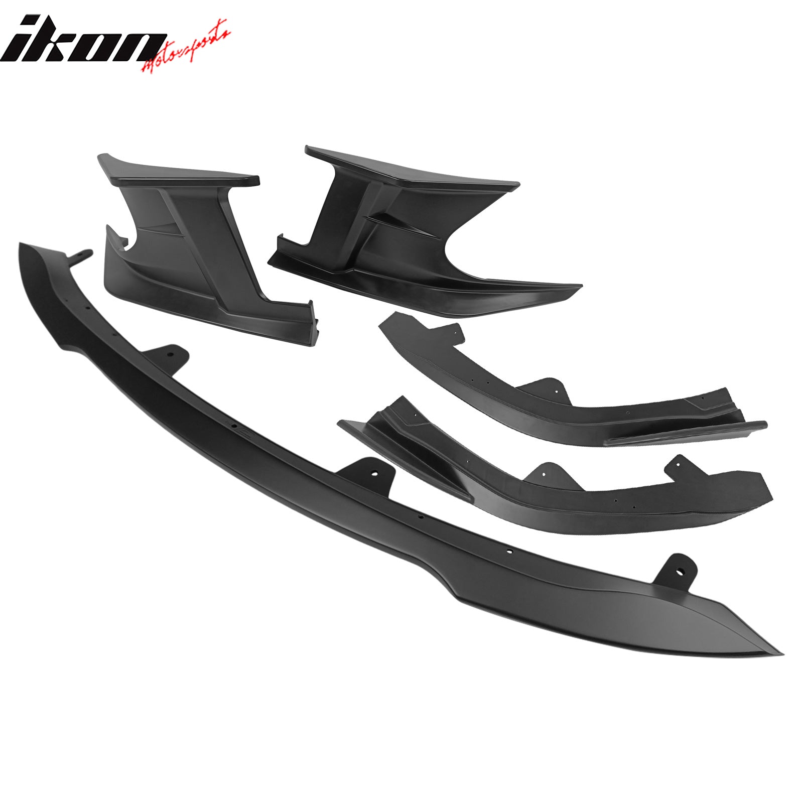 Fits 19-21 Toyota Corolla 3PCS Front Bumper Lip + 2PCS Side Canards Matte Black