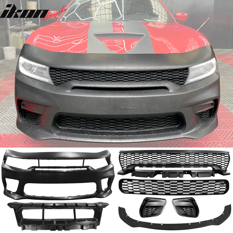 2015-2023 Dodge Charger  Front Bumper Cover Grill Kit Widebody Black P