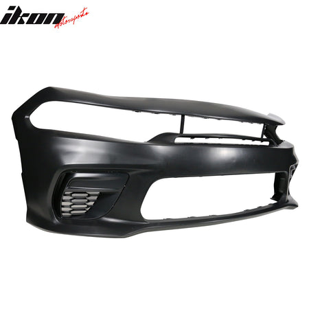 For 15-23 Charger SRT Upper Lower LED Grille Front Bumper Cover W/ Yellow Lip PP