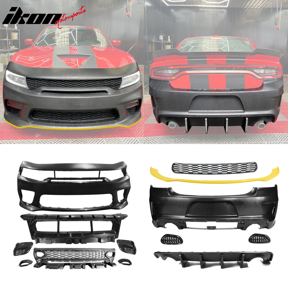 2015-2023 Dodge Charger Rear &  Front Bumper Yellow Lip Diffuser