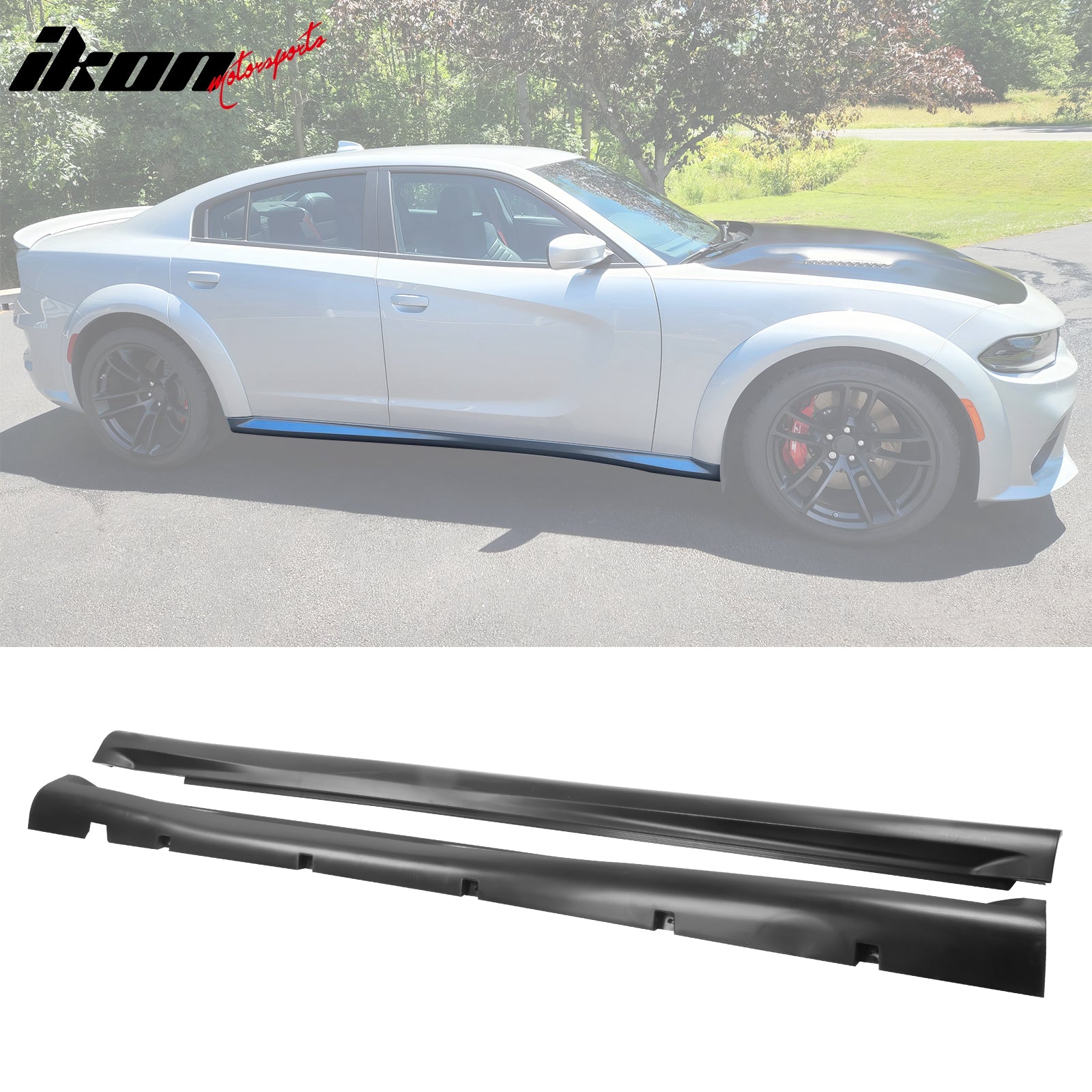 Fits 15-23 Charger Widebody Bumper Covers W/ SRT Grilles + Matte Black Diffuser