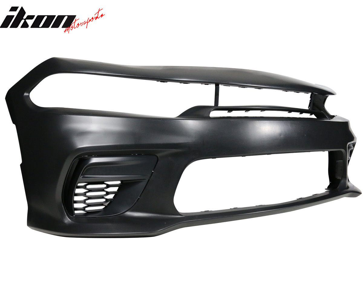 For 15-23 Charger Widebody Style Front Bumper Cover W/ Grilles + Foglight Covers