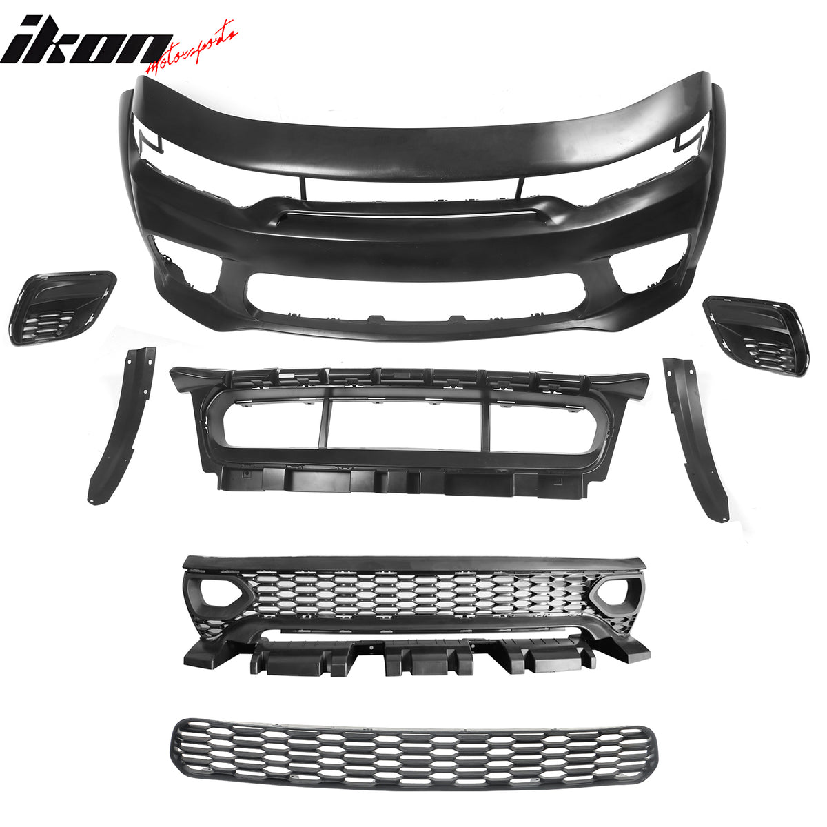 Fits 20-23 Charger Widebody Front Bumper Assembly Replacement W/ SRT Grilles