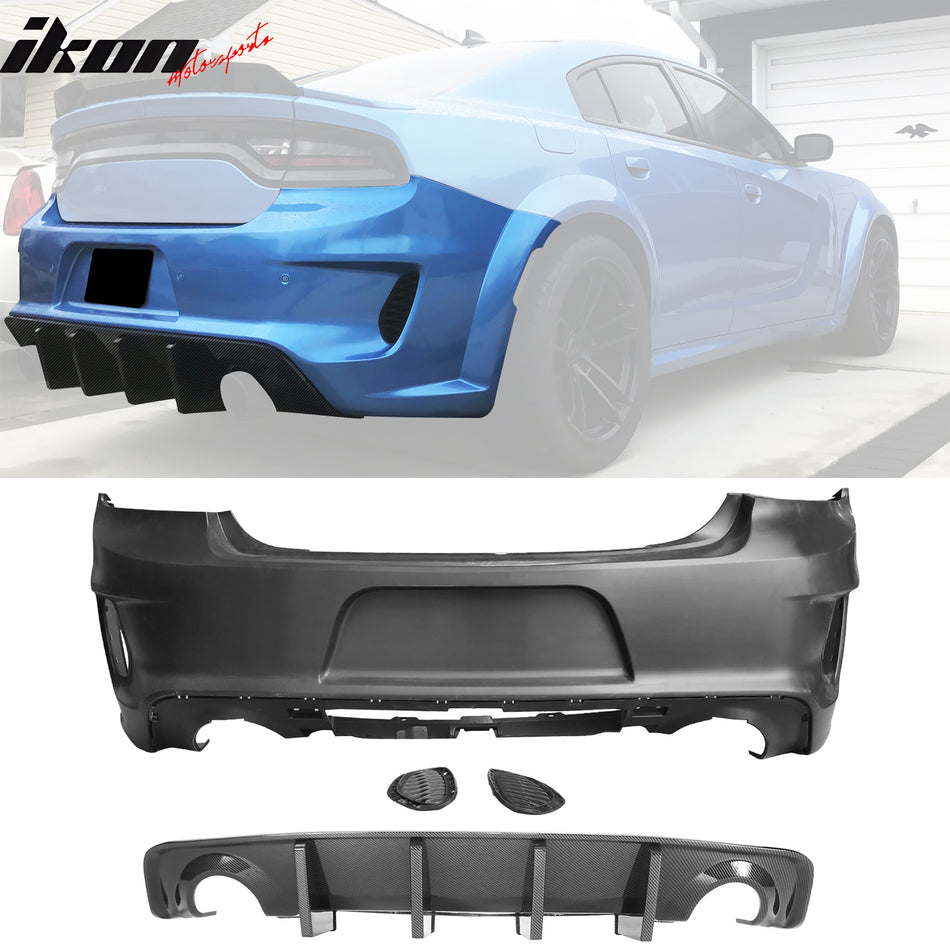 2020-2023 Dodge Charger Bumper  + Carbon Fiber Print Rear Diffuser PP