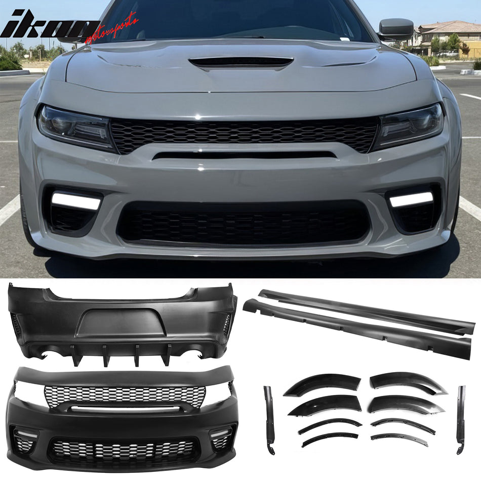 2015-2023 Dodge Charger IKON Matte Black Rear Bumper Cover Diffuer PP