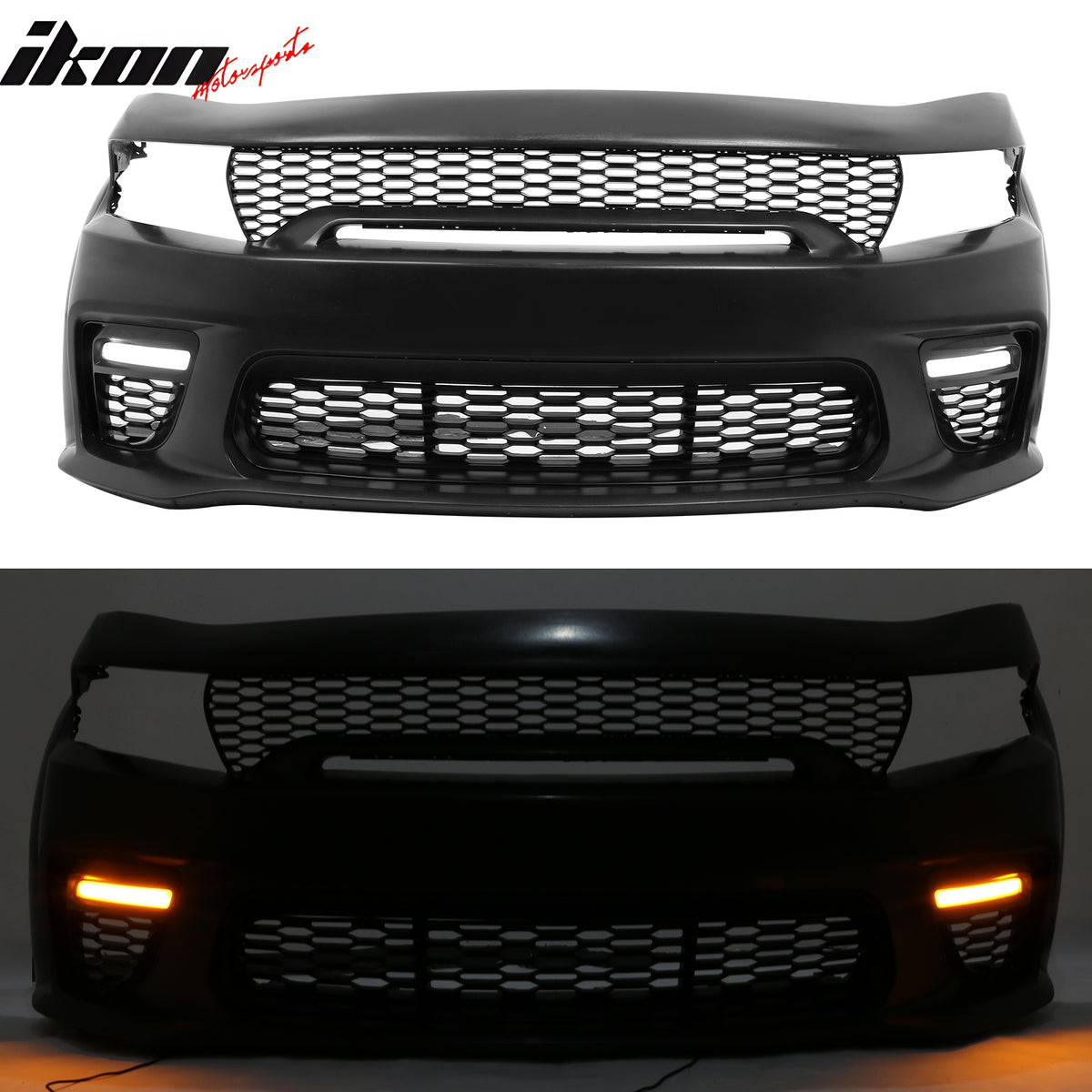 Fits 15-23 Dodge Charger Widebody Whole Bumper W/ LED Matte Black Diffuser Kits