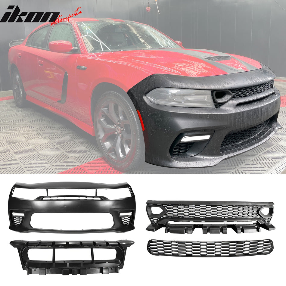 2015-2023 Dodge Charger Widebody SRT Black LED Front Bumper Kits PP