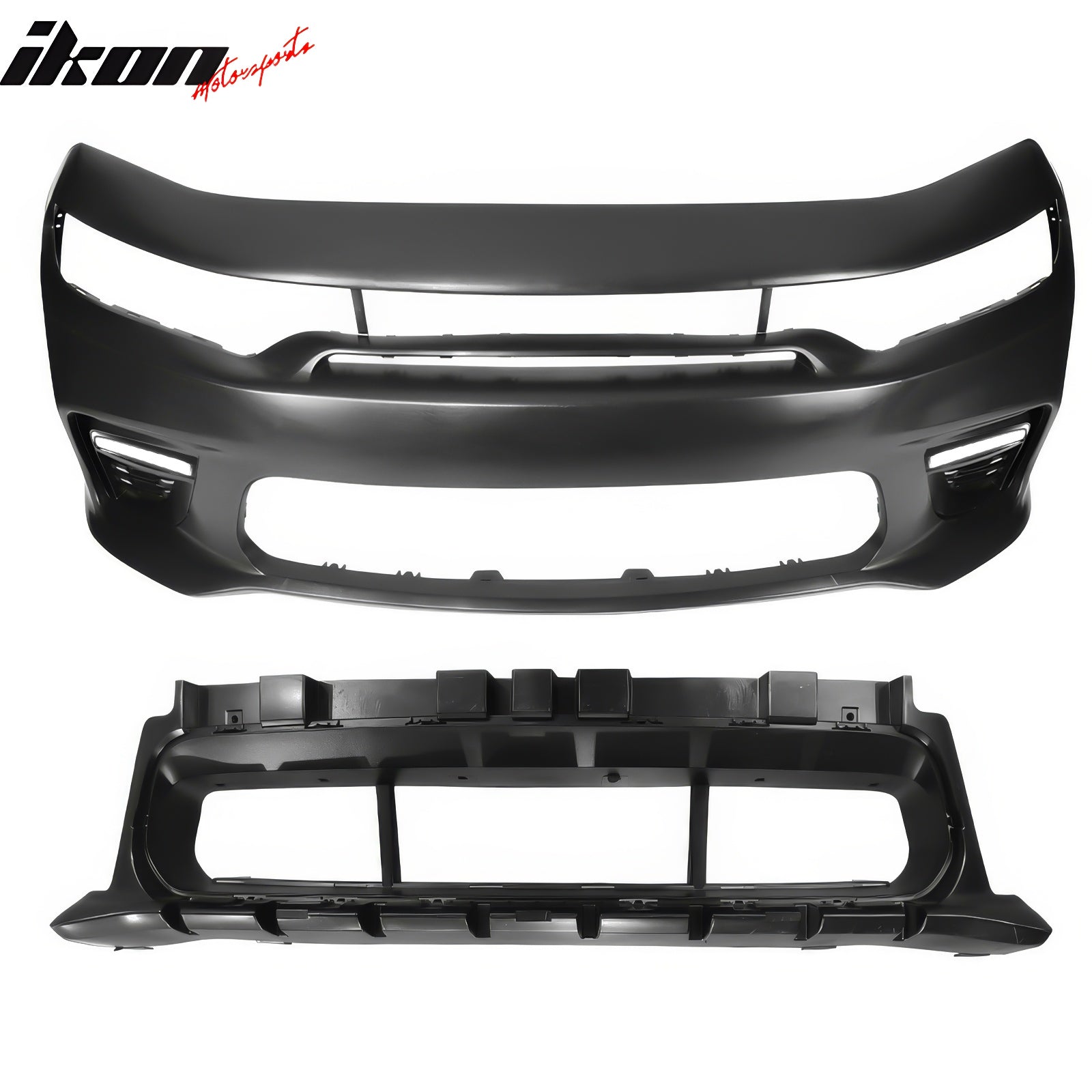 Fits 15-23 Charger PP Front Bumper W/ SRT Upper Lower Grille LED Foglight Cover