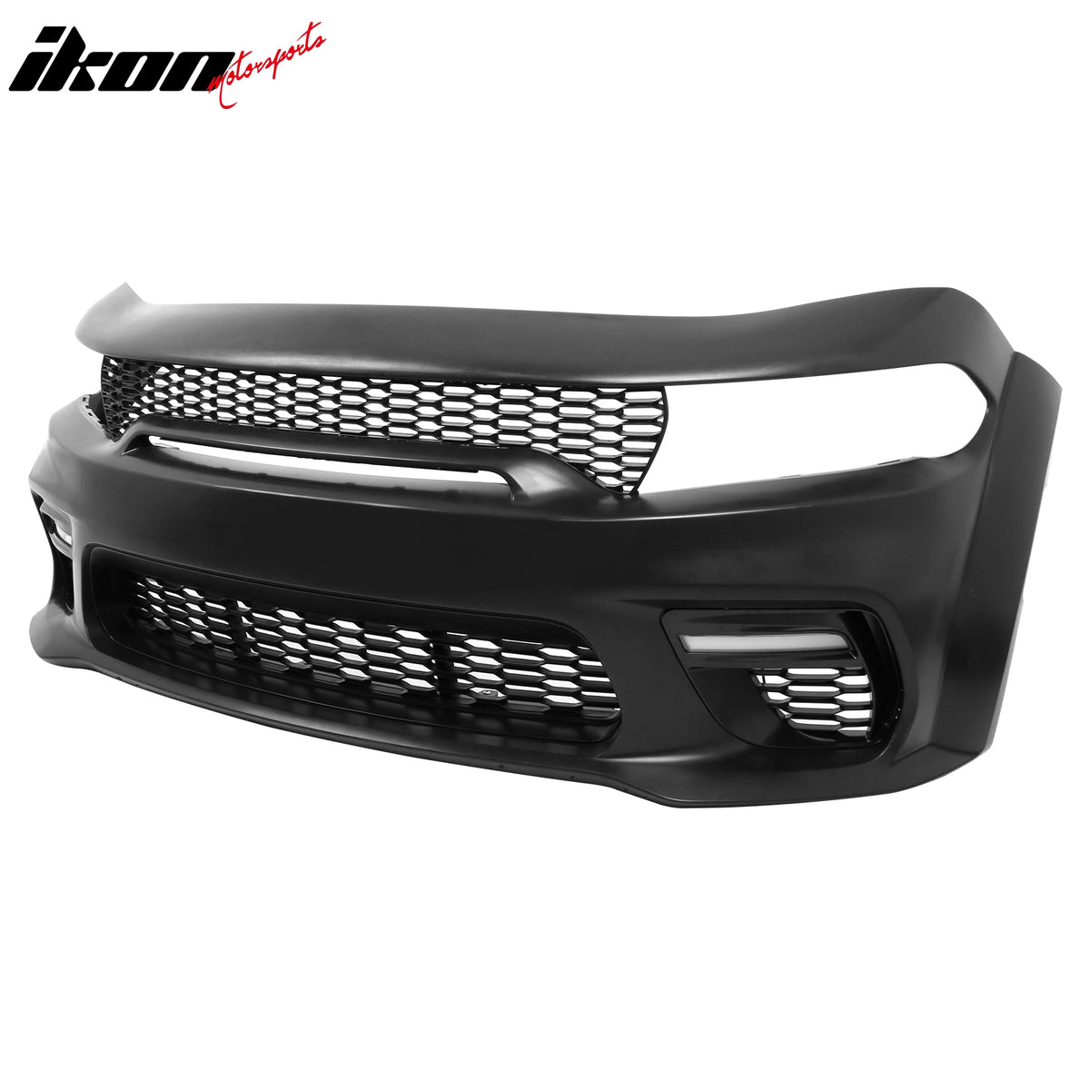 For 15-23 Charger Upper Lower Grilles Front Bumper Conversion W/ Pink Lip LED PP