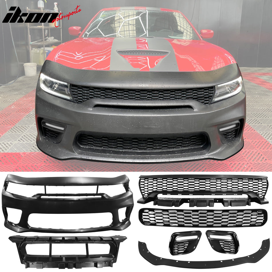 2015-2023 Dodge Charger  Front Bumper Cover Grill LED Widebody Black P