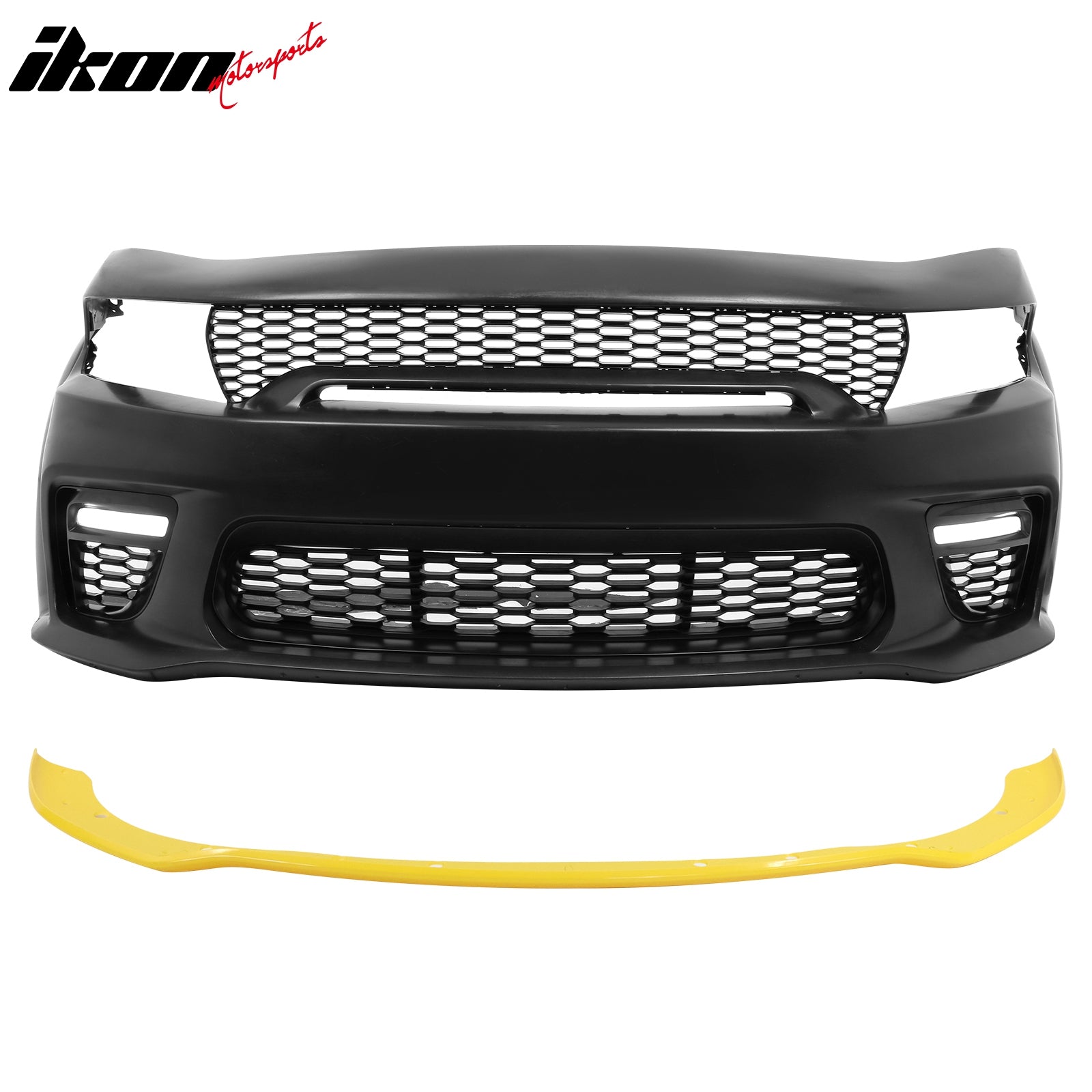 Fits 15-23 Charger Upper Lower Grilles Front Bumper Conversion LED Yellow Lip PP