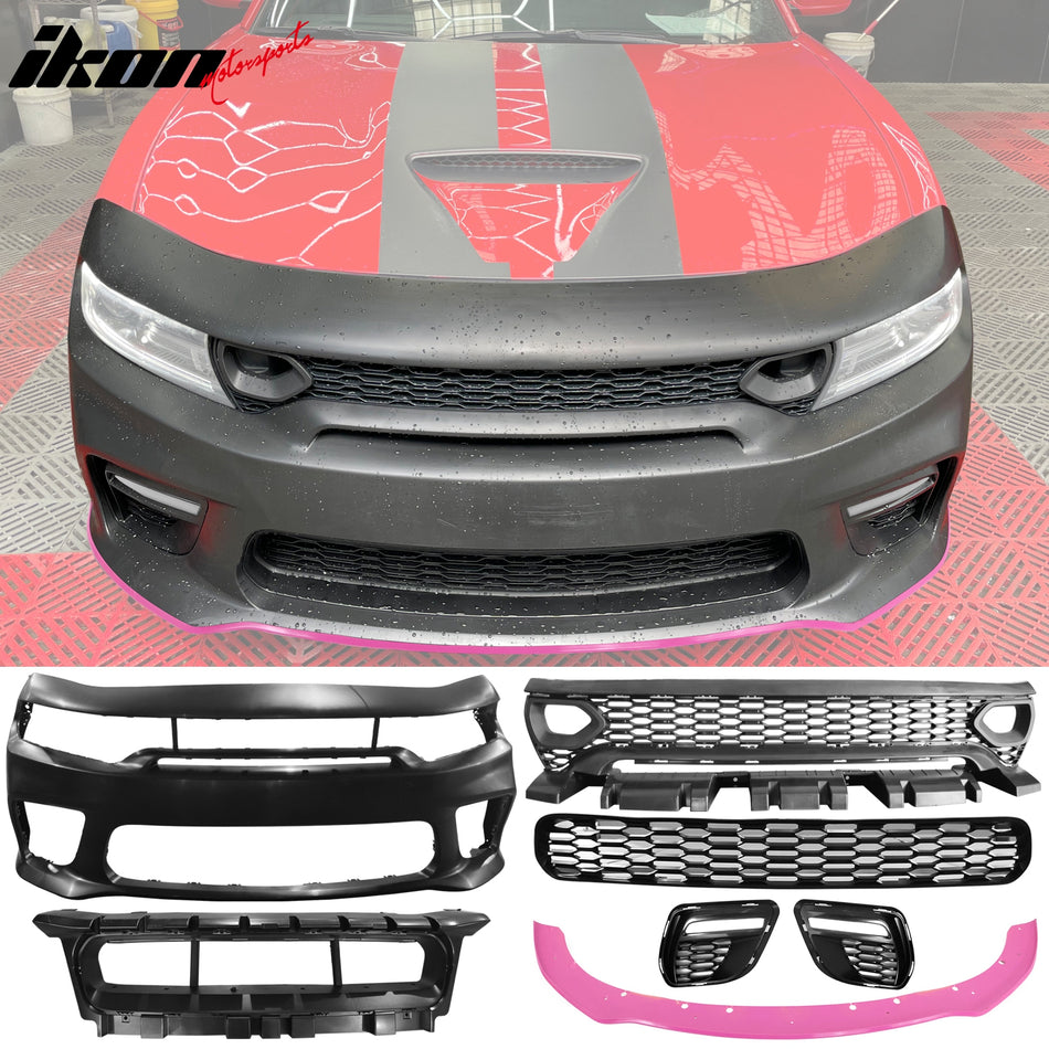 2015-2023 Dodge Charger Widebody SRT LED Front Bumper Cover Pink PP