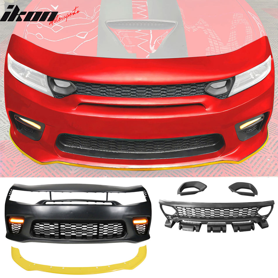 2015-2023 Dodge Charger Widebody SRT Bumper Cover Yellow Lip LED