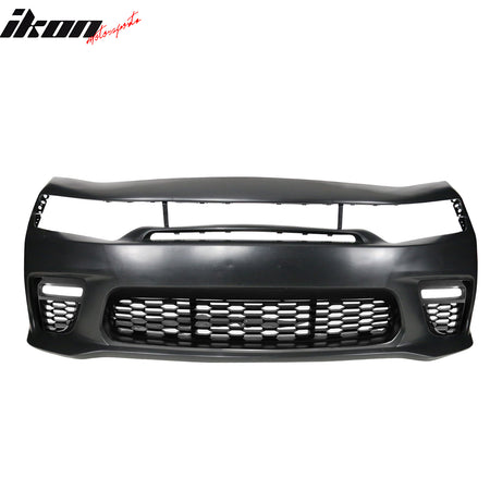 For 15-23 Charger SRT Upper Lower Grilles Front Bumper Cover Yellow Lip PP LED