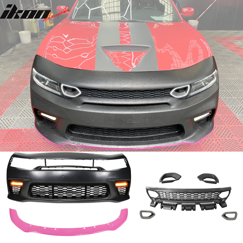 2015-2023 Dodge Charger Widebody SRT LED Front Bumper Pink Lip PP