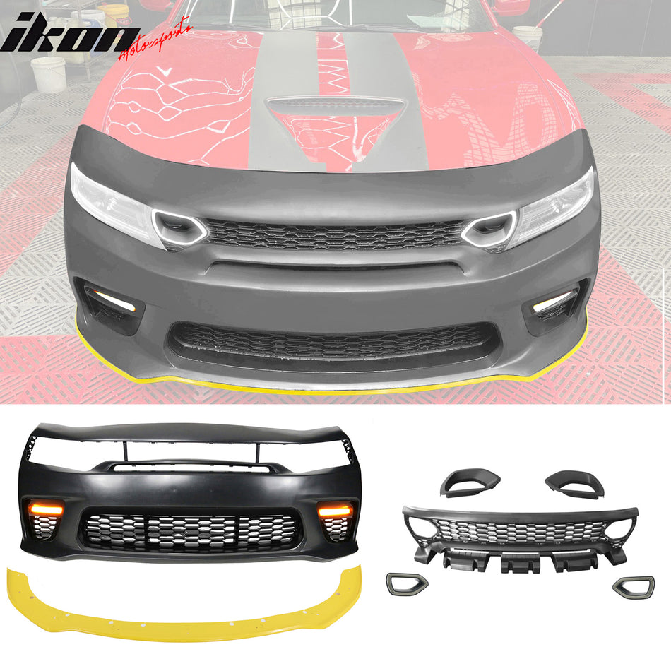 2015-2023 Dodge Charger Widebody SRT Bumper Cover Yellow Lip LED PP