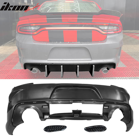 Fits 15-23 Charger SRT Upper Lower Grilles Front Bumper Cover Yellow Lip PP LED