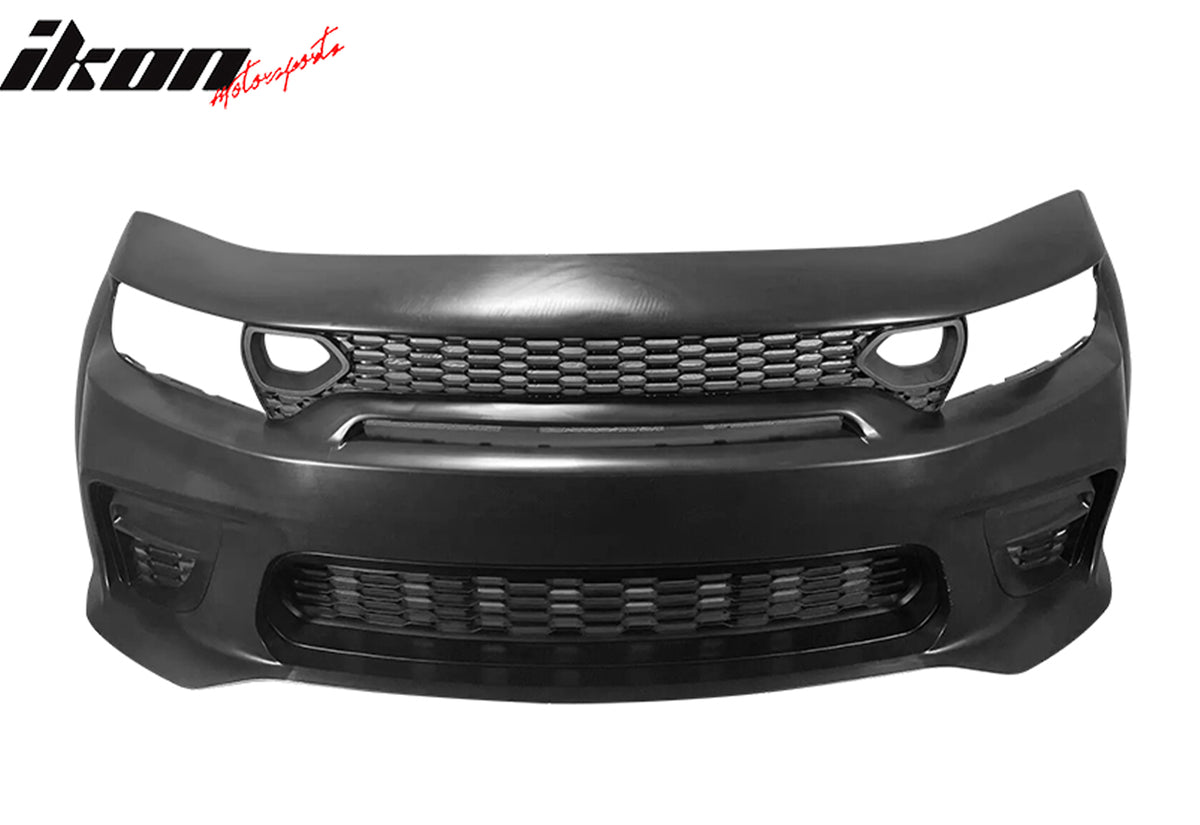 For 15-23 Charger Widebody LED Bumper Covers W/ SRT Grilles Matte Black Diffuser