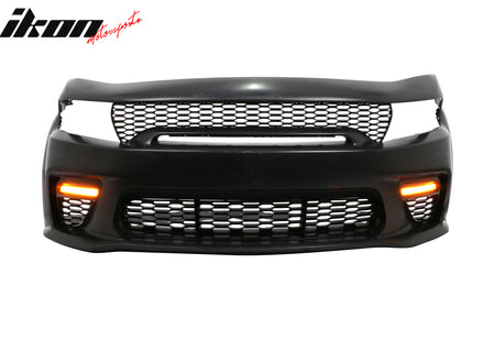 Fits 15-23 Charger Widebody Bumper SRT Grille Carbon Fiber Print Diffuser W/ LED