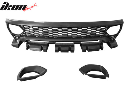 For 15-23 Charger Widebody LED Bumper Covers W/ SRT Grilles Gloss Black Diffuser