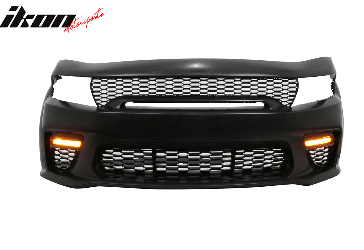 Fits 20-23 Charger Widebody SRT Front Bumper Assembly Replacement W/ LED Grille