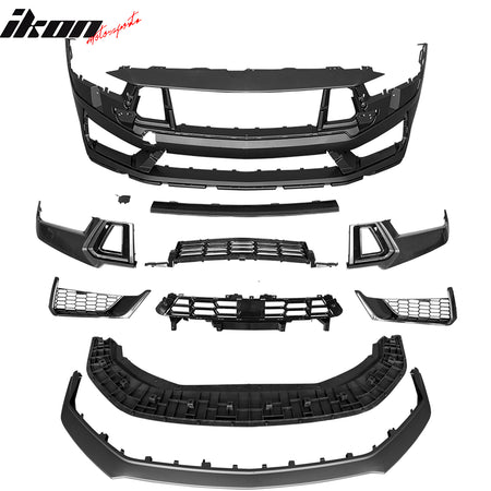 Fits 24-25 Ford Mustang Dark Horse Style Front Bumper Conversion Kit W/ Grilles