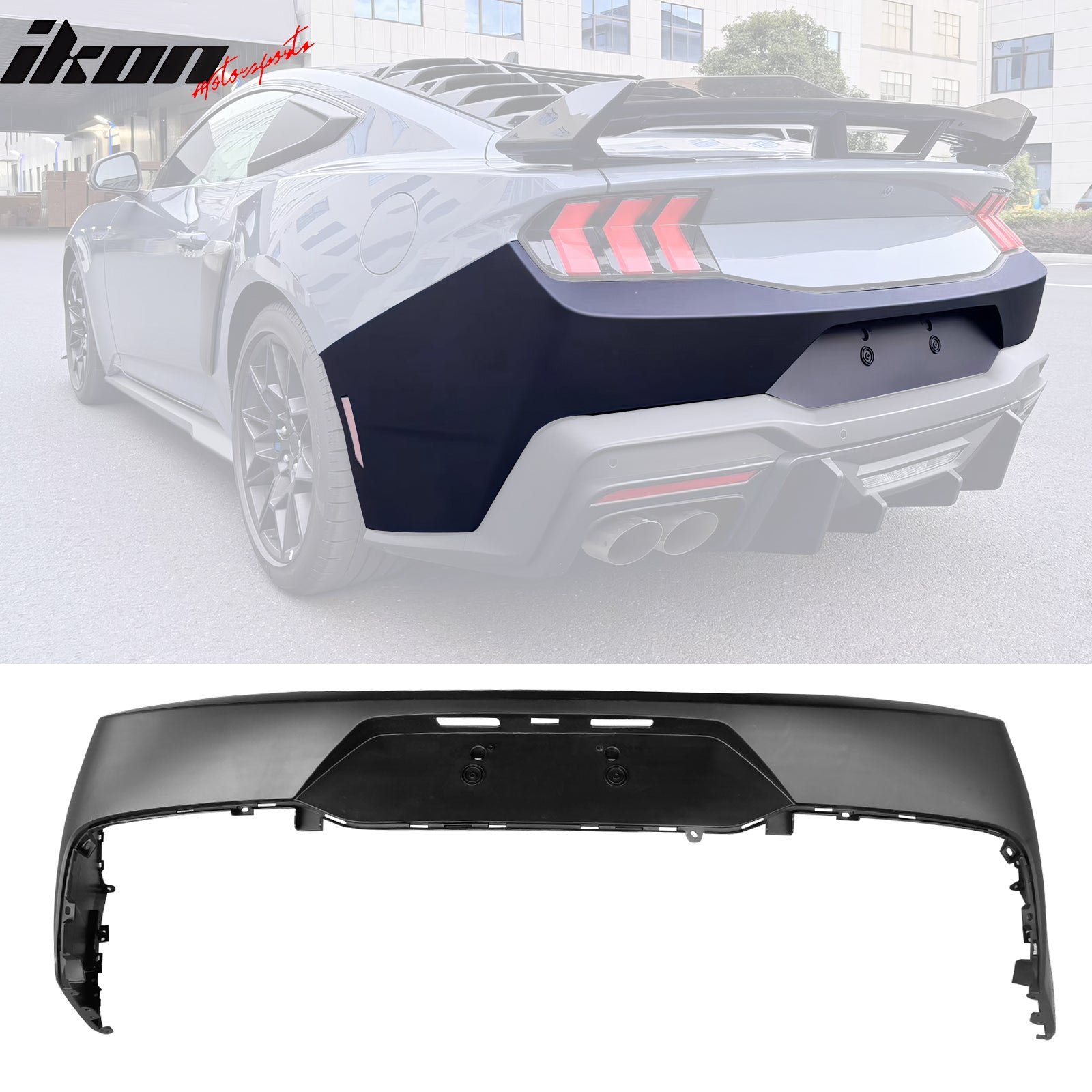 Fits 24-25 Mustang OE Rear Bumper Cover Rock Diffuser Valance Lip Matte Black PP