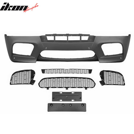 For 08-14 BMW X5 E71 X6M Style PP Front Bumper Cover Conversion + Grilles W/ PDC