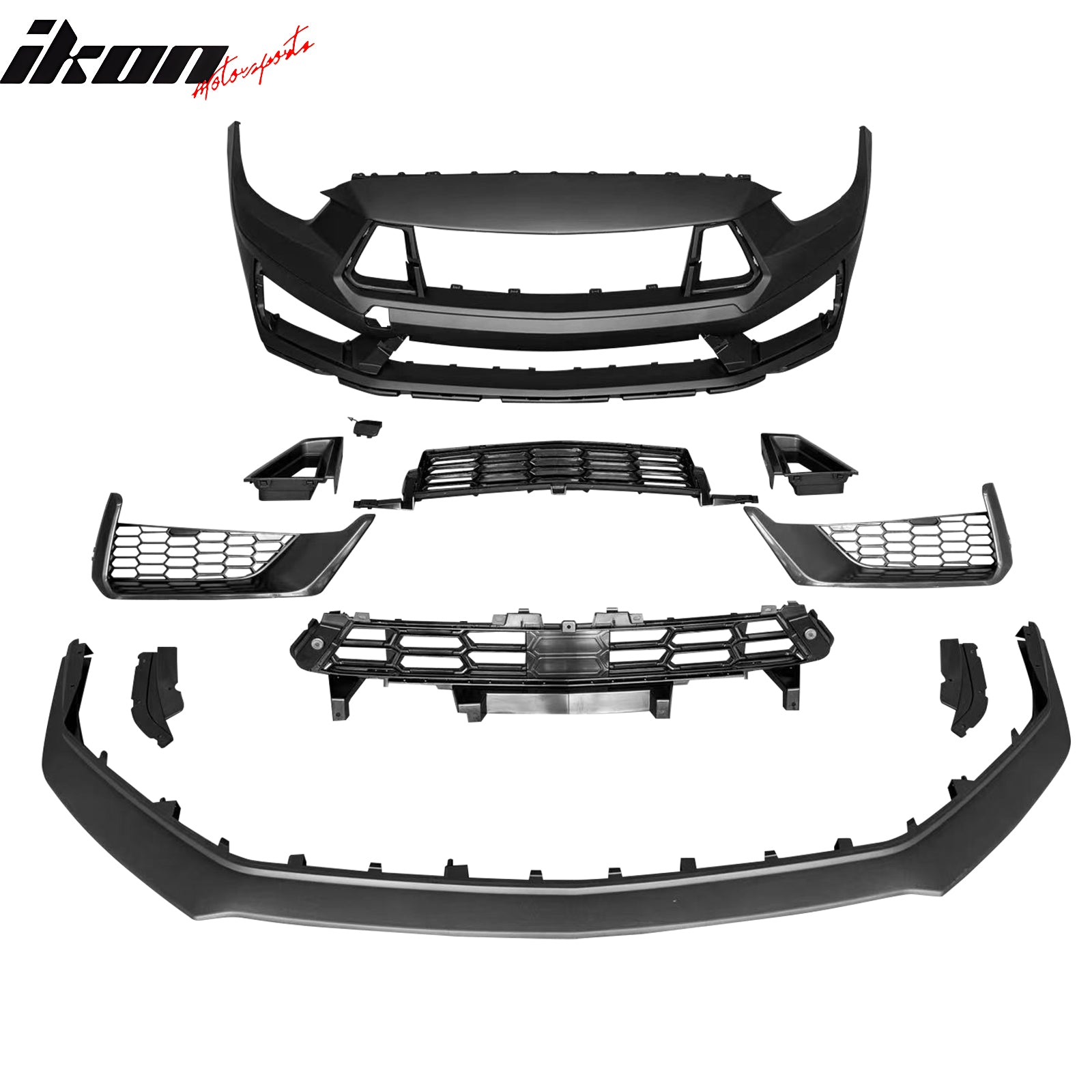 For 15-17 Ford Mustang 24+ Dark Horse HP Style Front Bumper Conversion W/ Grille