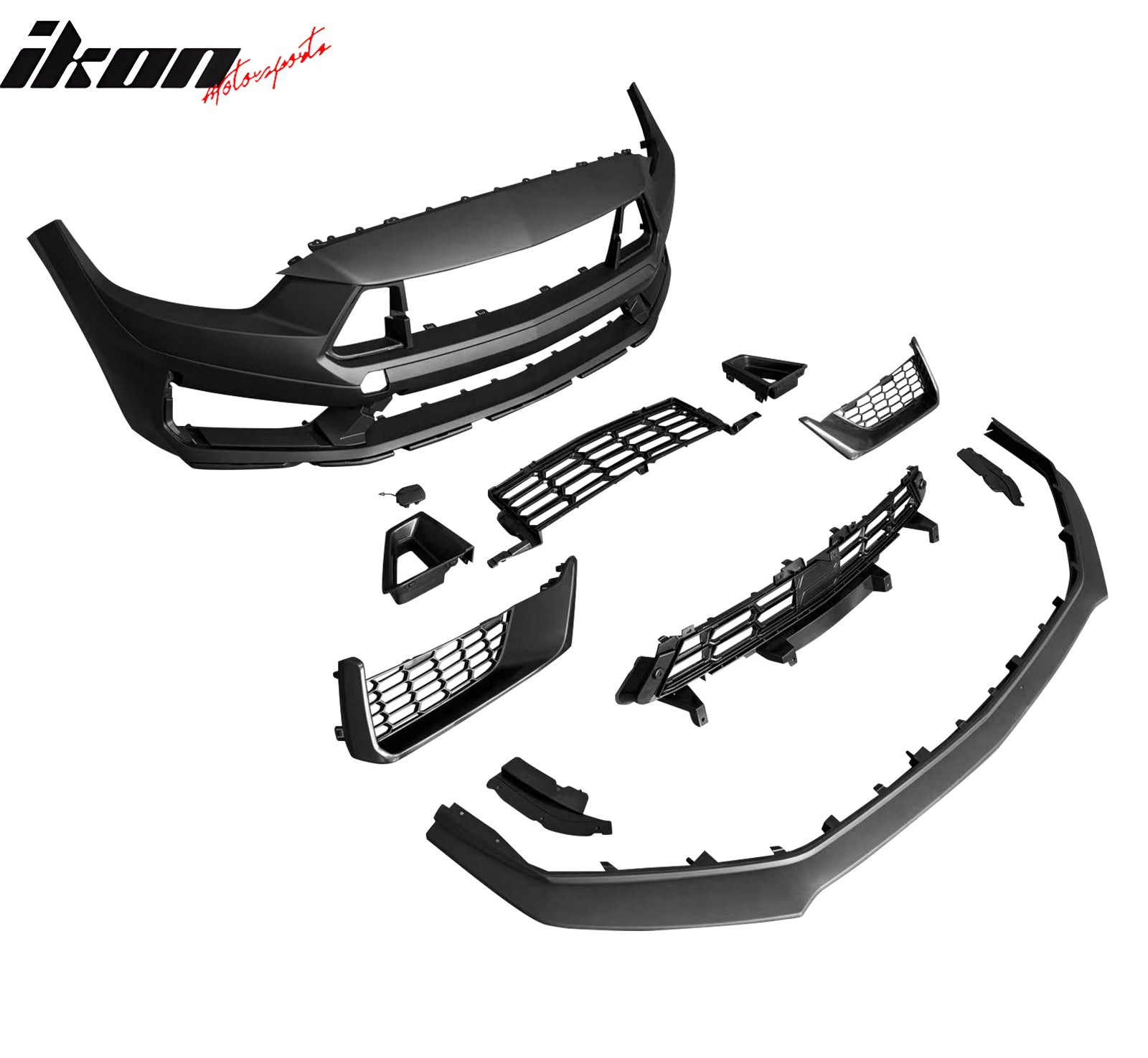 For 15-17 Ford Mustang 24+ Dark Horse HP Style Front Bumper Conversion W/ Grille