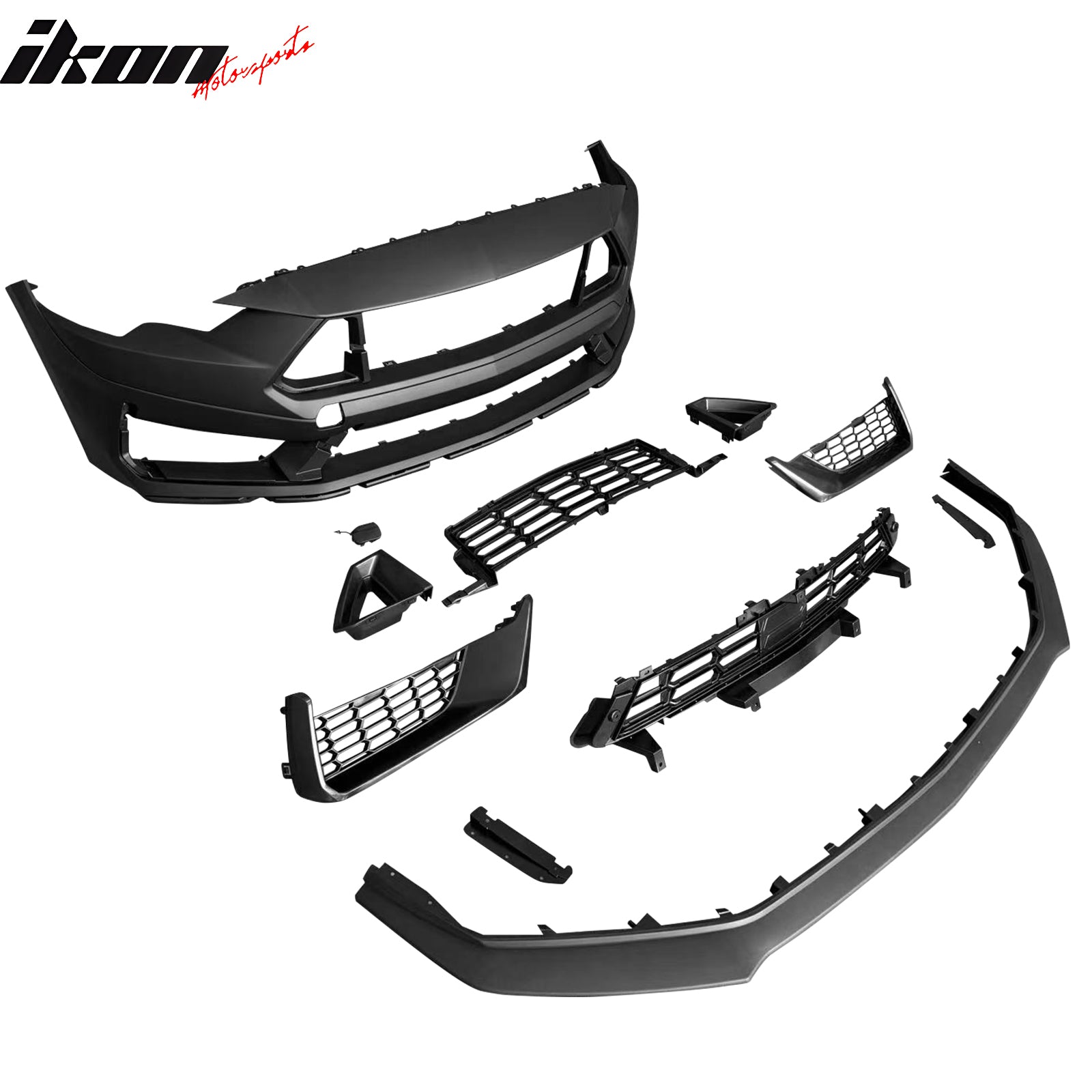 For 18-23 Ford Mustang Dark Horse HP Style Front Bumper Conversion Kit W/ Grille