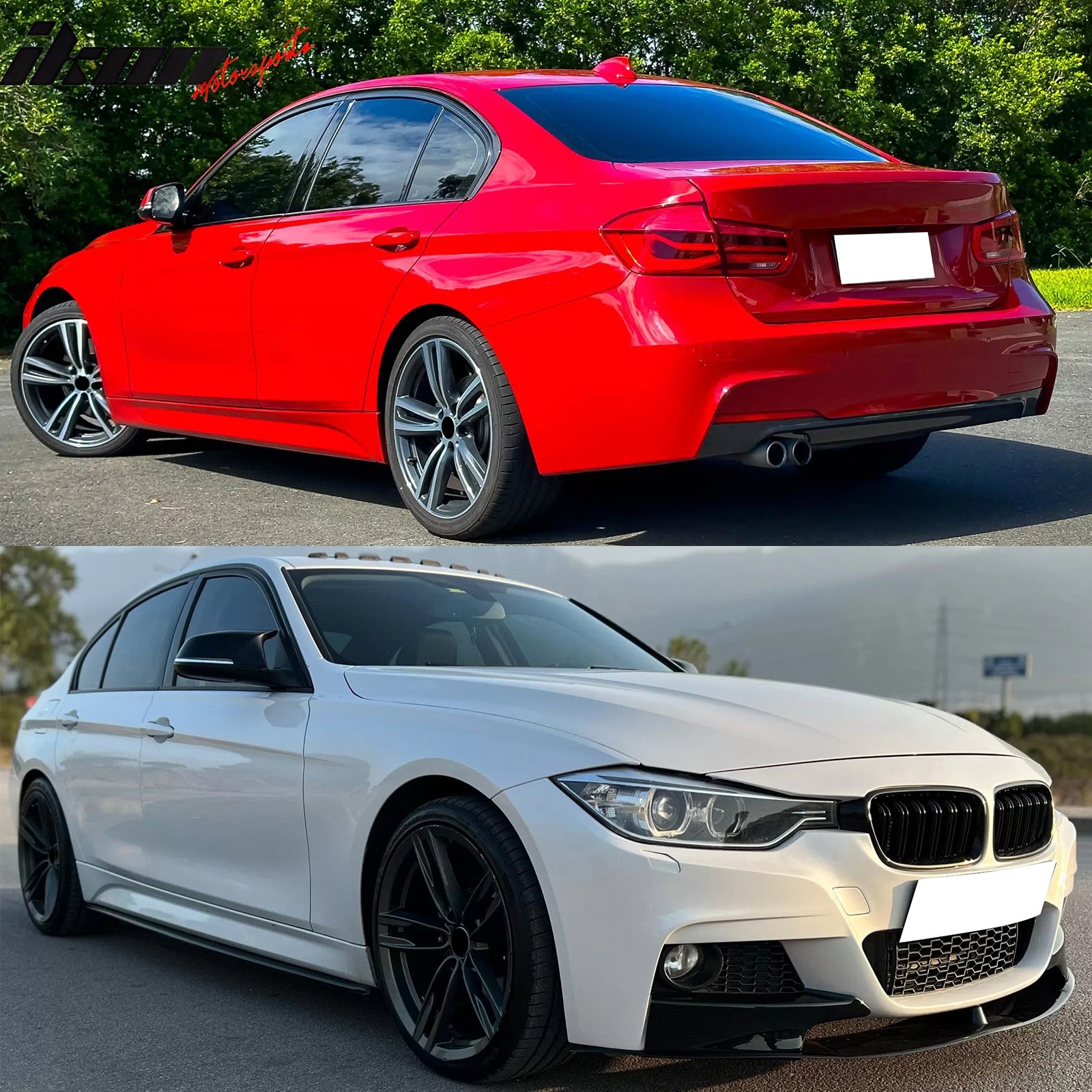 For 12-18 BMW 3 Series F30 Sedan M-Tech Front Rear Bumper Conversion Side Skirts