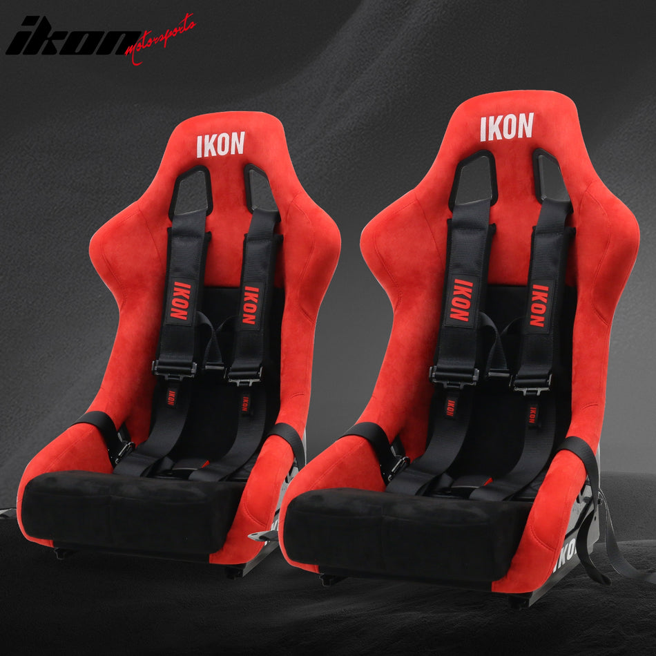 Racing Bucket Seat for Universal with 4 Point 3" Belt Harness Black