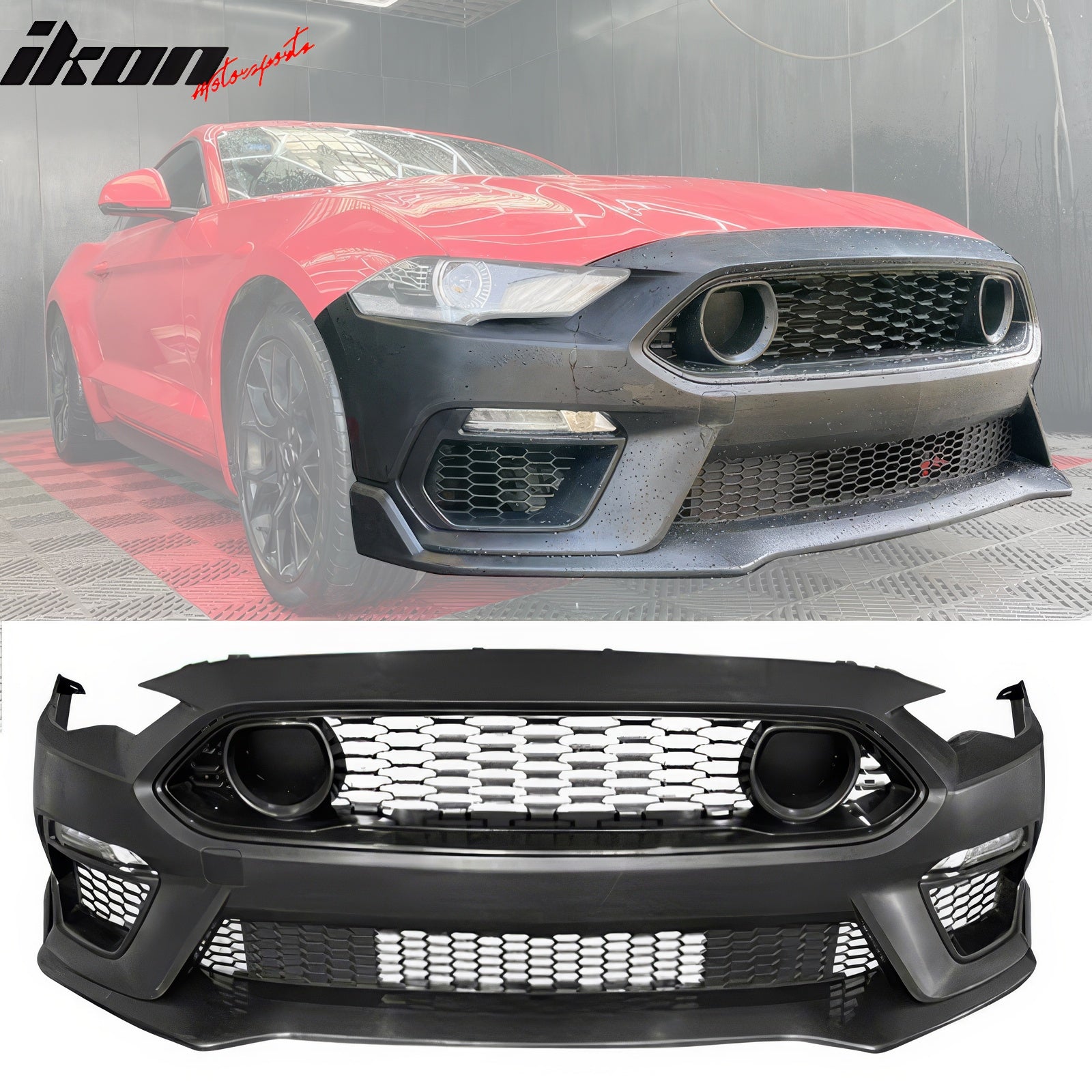 Fits 18-23 Ford Mustang Mach 1 Front Bumper Conversion 2024 LED Headlight W/ Lip