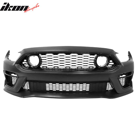 For 15-17 Ford Mustang Mach 1 Style Front Bumper Conversion W/ Lip LED Headlight