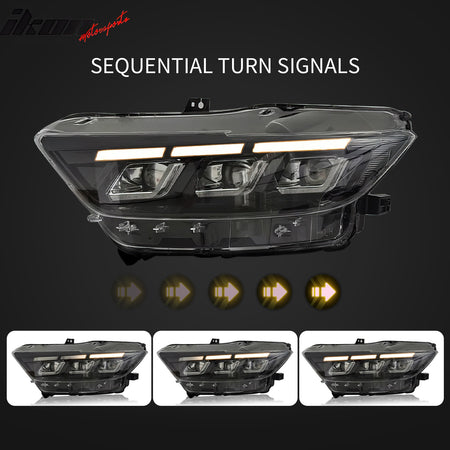For 15-17 Ford Mustang Mach 1 Style Front Bumper Conversion W/ Lip LED Headlight