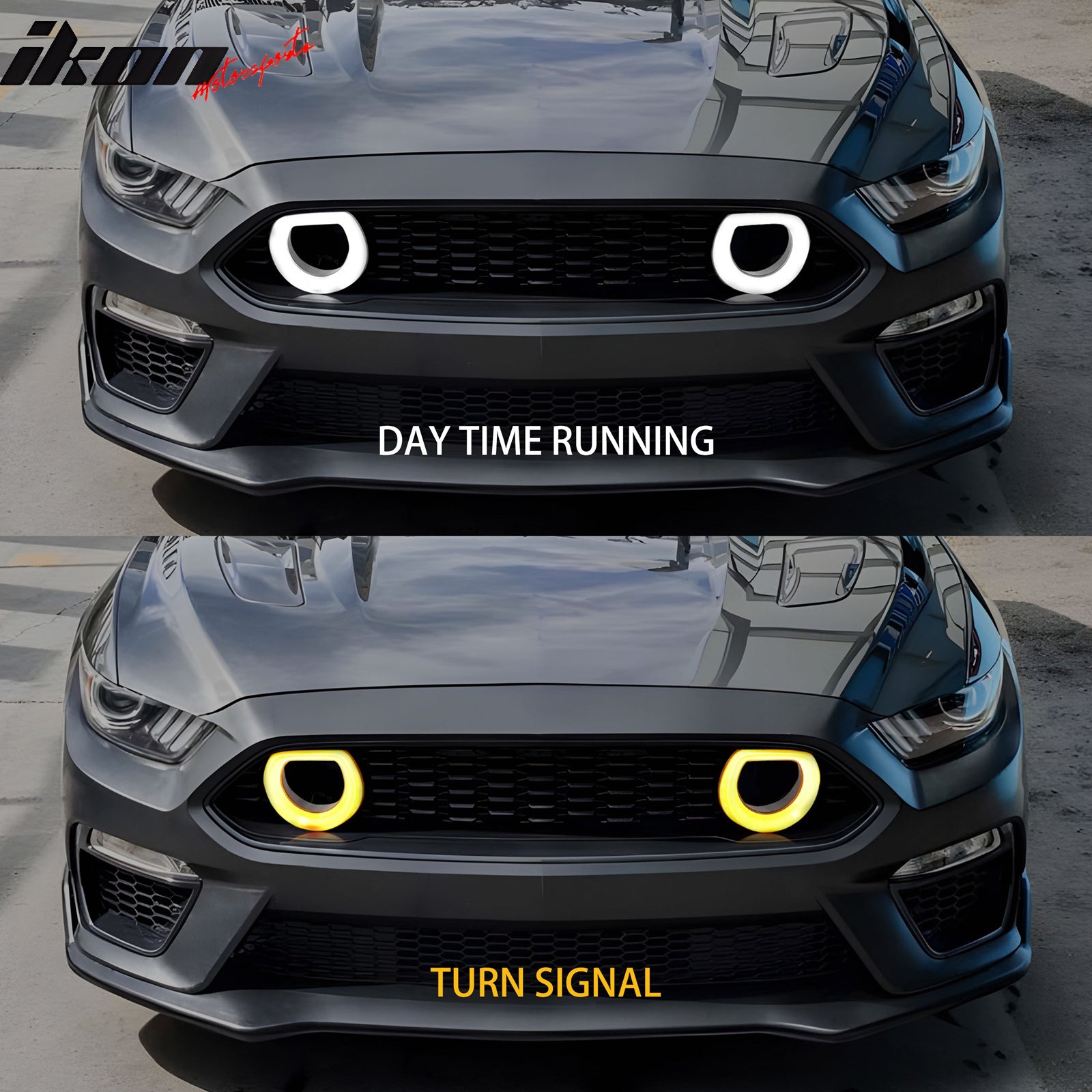 For 15-17 Ford Mustang Mach 1 Style Front Bumper Cover LED Grille 2024 Headlight