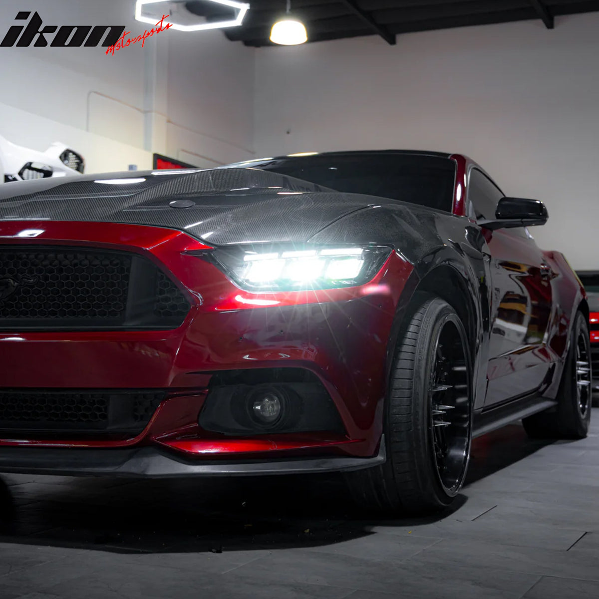 For 15-17 Ford Mustang Mach 1 Style Front Bumper Cover LED Grille 2024 Headlight