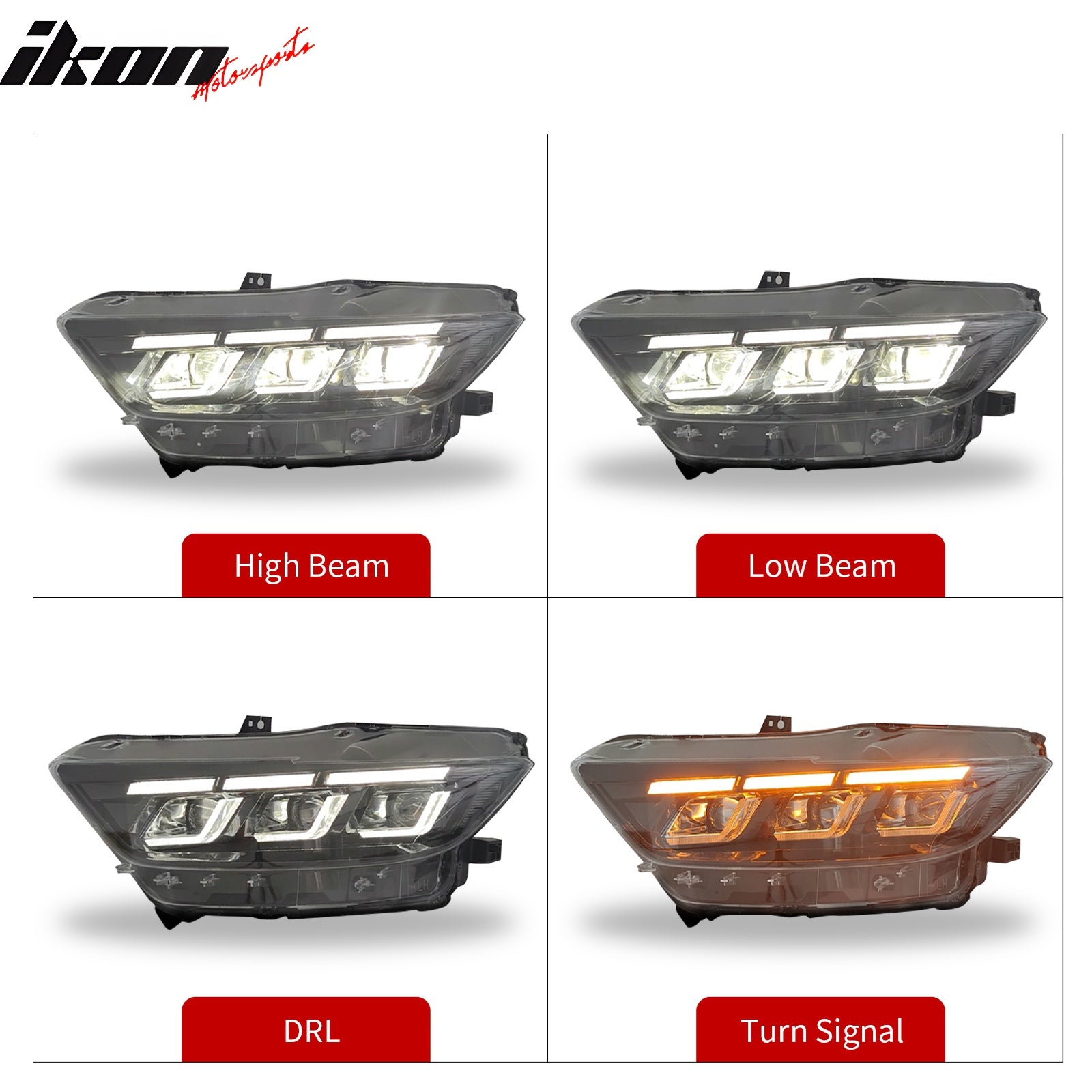 For 15-17 Ford Mustang Mach 1 Style Front Bumper Cover LED Grille 2024 Headlight